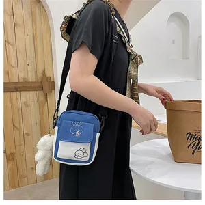 Cute Cartoon Rabbit Print Corduroy Shoulder Crossbody Bags Student Tote Messenger Bag Women Fashion Satchel Travel Handbags 2024