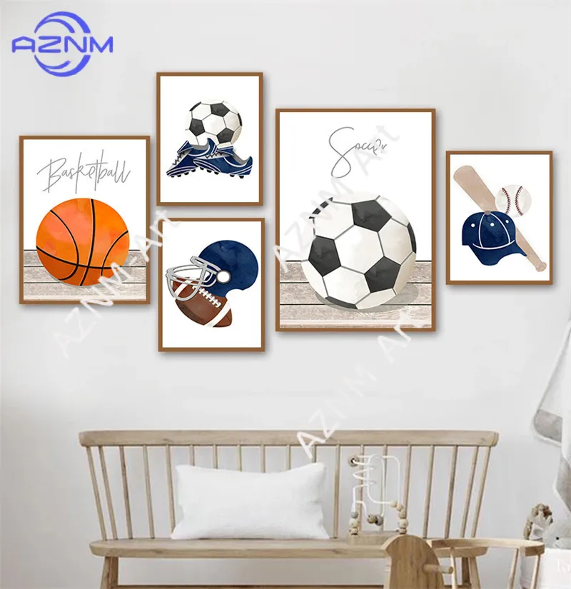 Quadri su Tela con Temi Sportivi: Calcio, Basket, Baseball, Golf - Poster e Immagini per Decorazione Camere dei Bambini e dei Ragazzi - immagine 2
