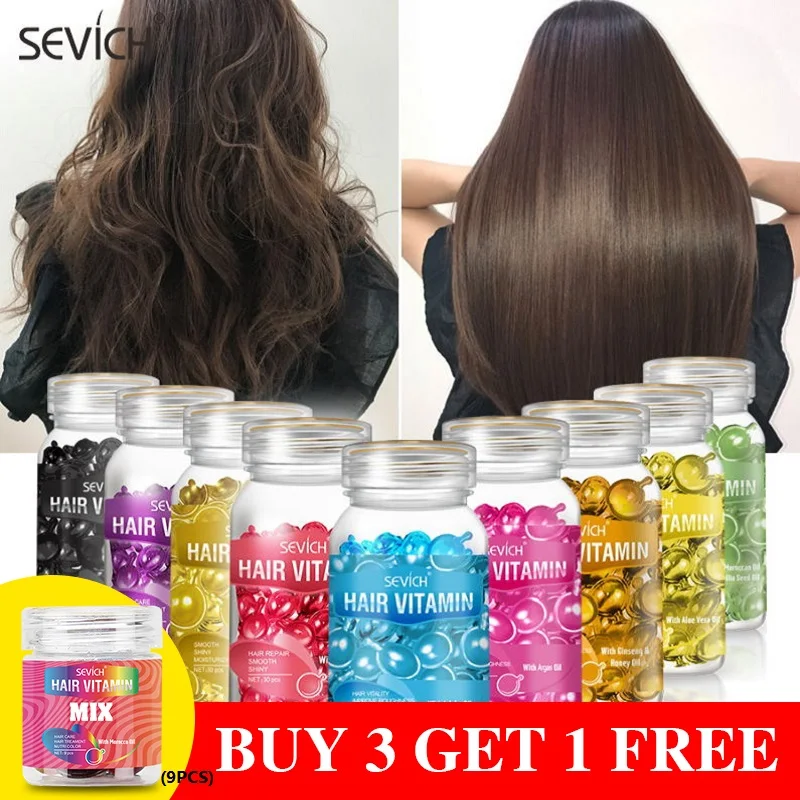 Sevich Capelli Vitamina Capsula Olio Di Cheratina Anti Perdita Di Capelli Riparazione Curl Olio Essenziale Danneggiato Essenza Capelli Setosi Olio Ess