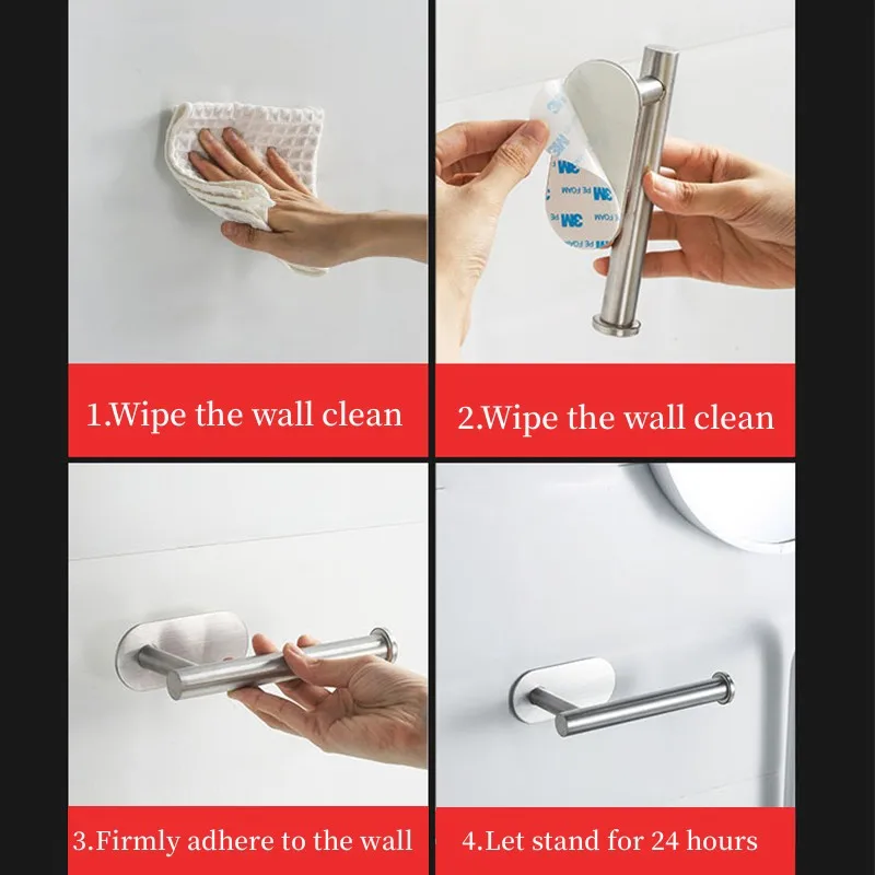 Stainless Steel Paper Towel Holder Self Adhesive Toilet Roll Paper Holder No Punching Kitchen Bathroom Lengthen Storage Rack paper towel holder
