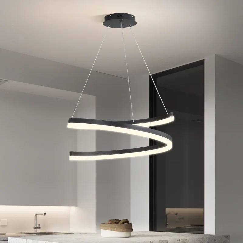 Simple Special Shape Nordic Led Pendant Lights Dimmable Living Dining Room Chandelier Bedroom Ring Hanging Lamp Lighting Fixture