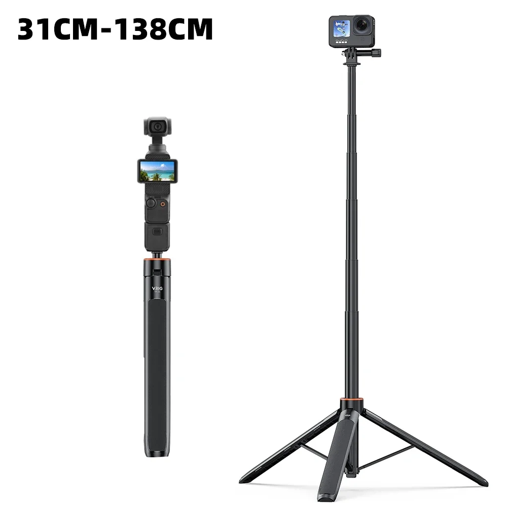 

BRDRC 1.4M Selfie Stick Tripod for DJI Action 4/Pocket 3/Gopro/Instar 360/DSlR Camera Phone Adjustable Extension Holder