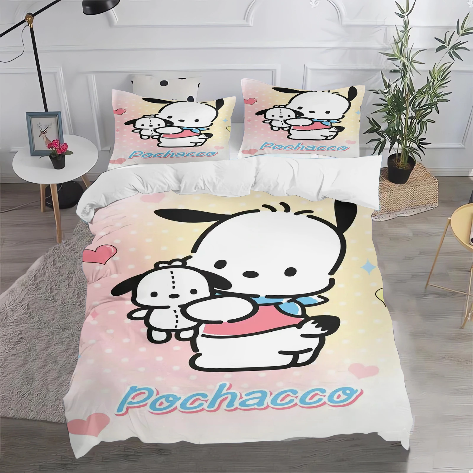 Sanrio Bedding Sets Pochacco Cartoon Comforter Cover Bed Cover Duvet Cover Pillow Case 2-3 Pieces Sets Kids Adult Size 3