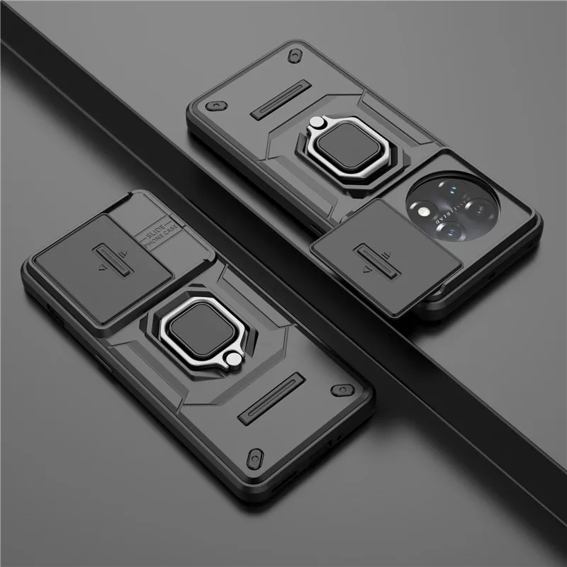 Per Oneplus 11 Custodia Oneplus 11 12 11R Ace 2 Cover Slide Camera Protector Paraurti Shield Ring Holder Custodie Per Telefono Oneplus 11 Funda