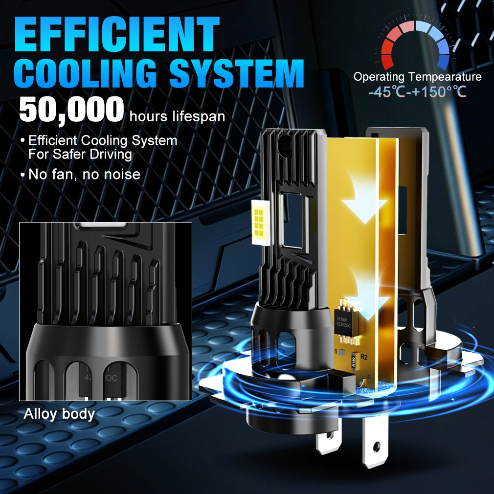 H8 H11 LED 자동차 헤드라이트 전구 캔버스 9005 HB3 9006 HB4 CSP LED 헤드램프 100W 터보 팬리스 자동차 램프 6000K 12V