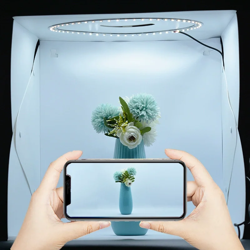 40CM LED Softbox Portable Photography Photo Studio Mini Lightbox Background Kit &6 Color Backdrops USB Light Box for DSLR Phone