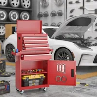 5-Drawer Rolling Tool Chest with Detachable Top Box Lockable Wheels Heavy Duty Metal Cabinet Kit Tools Portable Storage Solution 2