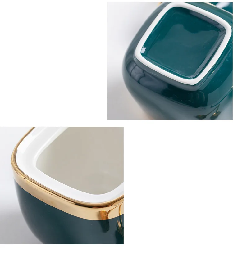 Description Picture 3 of itemCreative Gold-plated Ceramic Seasoning Jar Set with Lid Spice Box Pepper Chili Tank Oil Pot Food Storage Container Sugar Jar New