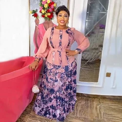 Plus Size African Elegant Party Dresses for Women 2024 New Fashion Chiffon Maxi Long Dress Kaftan Muslim Gown Ladies Clothing