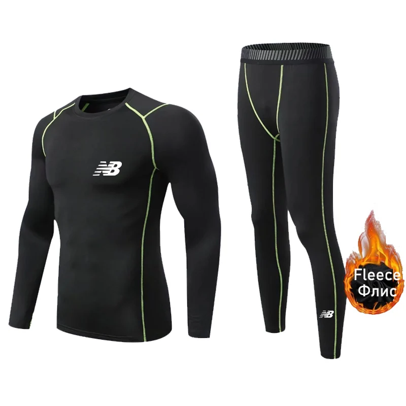 Men's Sports Tights Compression Underwear Warm Base Layer Thermal Shirts Pants Fleece Kids Thermal Underwear Winter Jogging Wear