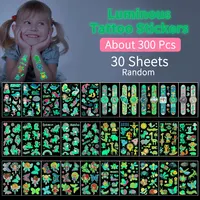 30pcs Children's Luminous Tattoo Stickers Kids Glow Body Paster Unicorn Butterfly Animal Dinosaur Mermaid Cartoon Stickers Gift 1
