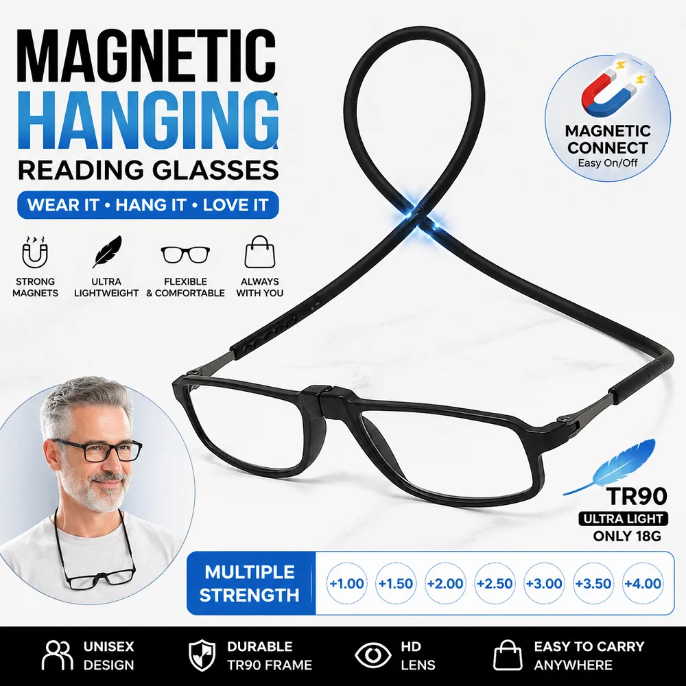 Hängende Stretch-Lesebrille Ultraleicht Anti-Ermüdung für Alterssichtigkeit, Unisex-Brille für Computerarbeit und Handarbeiten