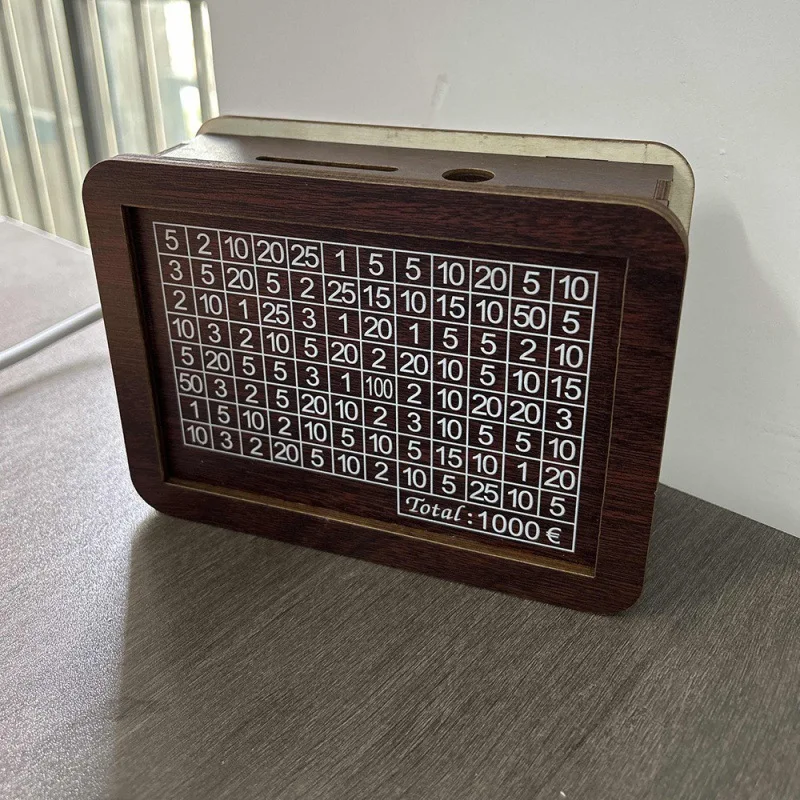 Eco-Friendly Wood Piggy Bank with Savings Goal Tracker