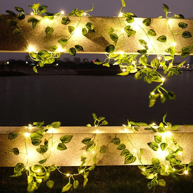 

String Lights Artificial Vine Fairy Lights Battery Powered Christmas Light Green Leaf Home Weeding Decoration Curtain Led Lights