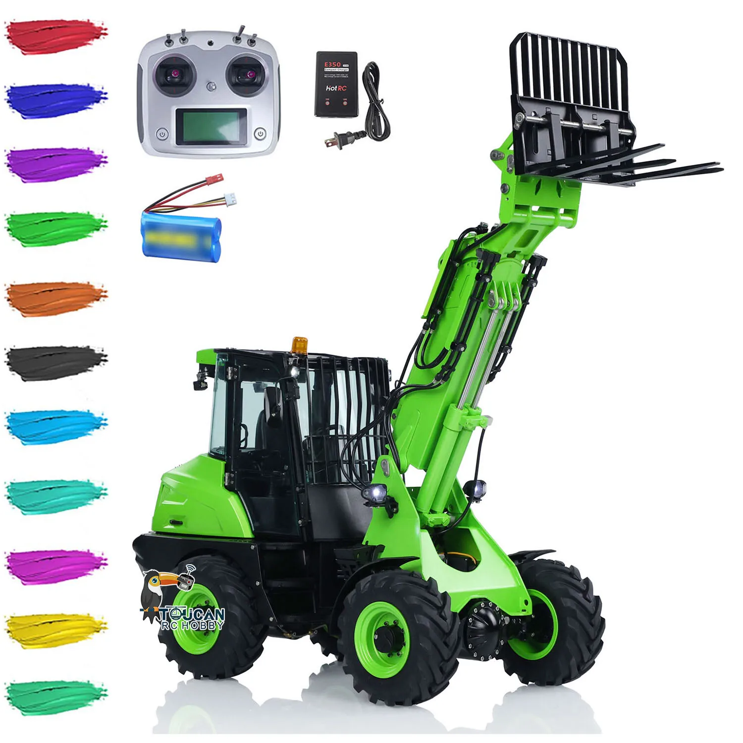 NEW LESU AOUE AT1050 1/14 Sacle RC Hydraulic Telescopic Arm Loader Fork 4X4 Finished Truck Car Light Sound System RC Toys Model 2