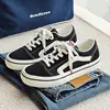 2024 Classic Black Men's Canvas Shoes Comfort Lace-up Vulcanized Shoes Man Skateboard Breathable Canvas Sneakers Men Espadrilles 1