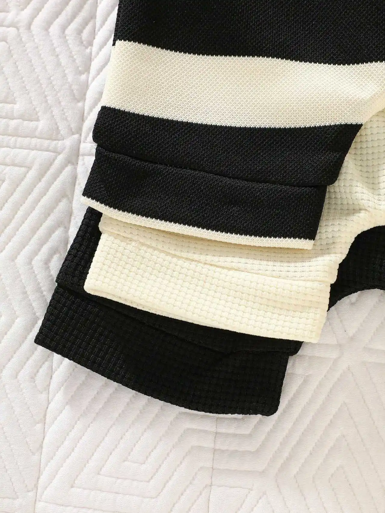 여름 남아 블랙 살구색 스트라이프 3피스 반바지 캐주얼 다용도 귀엽고 심플한