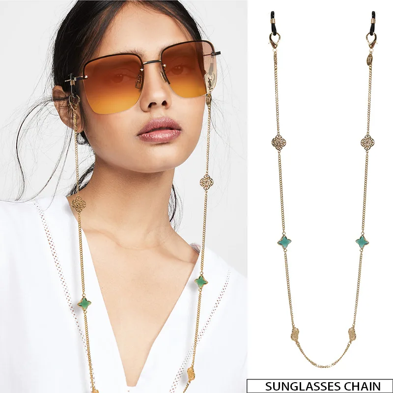 Retro Gothic Sunglasses Mask Lanyard Fashion Color Fourleaf Clover Non