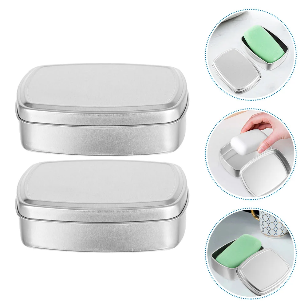 

Aluminum Soap Dish Sample Containers Tins Bar Holder Travel Cover Bamboo Empty Cans Small Metal