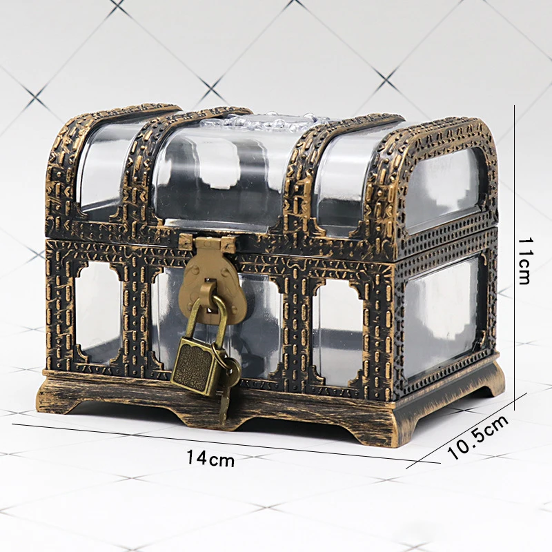 Pirate Treasure Chest with Lock – Transparent Pirate Jewelry Box for Gemstones, Crystal... - SKU PTCL2333 - UGI Packaging
