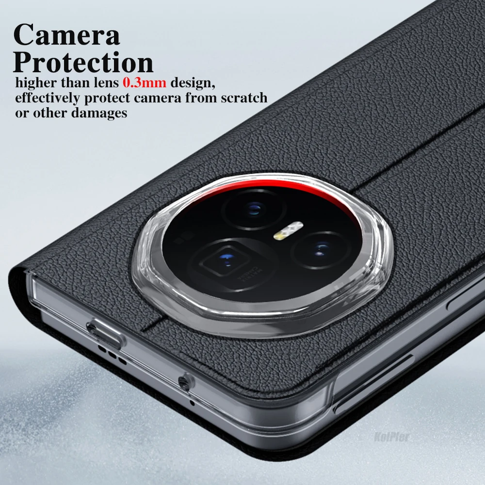 Honor Magic V3용 PU 가죽 플립 커버, 오리지널 마그넷 스마트 터치 뷰, 웨이크/슬립 기능, 보호 스탠드 케이스 (MagicV3 호환)