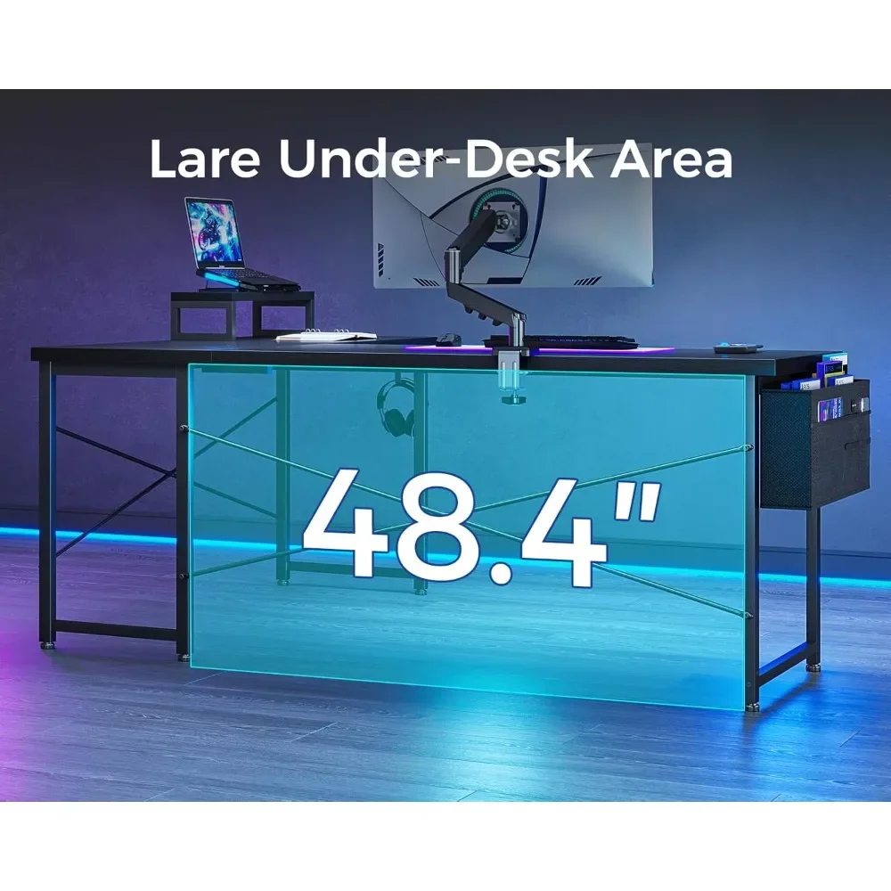 L Shaped Desk, 66" Computer Corner Desk, Gaming Desk, Home Office Writing Desk with Monitor Shelf, Space-Saving Workstation Des