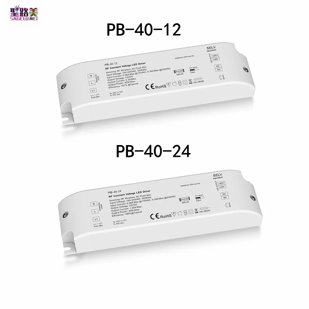 

RF Wireless Push-Dim 40W 24V Dimmable Driver PWM Frequency AC220V To DC 12V LED Transformer Power Supply For LED Strip Lighting