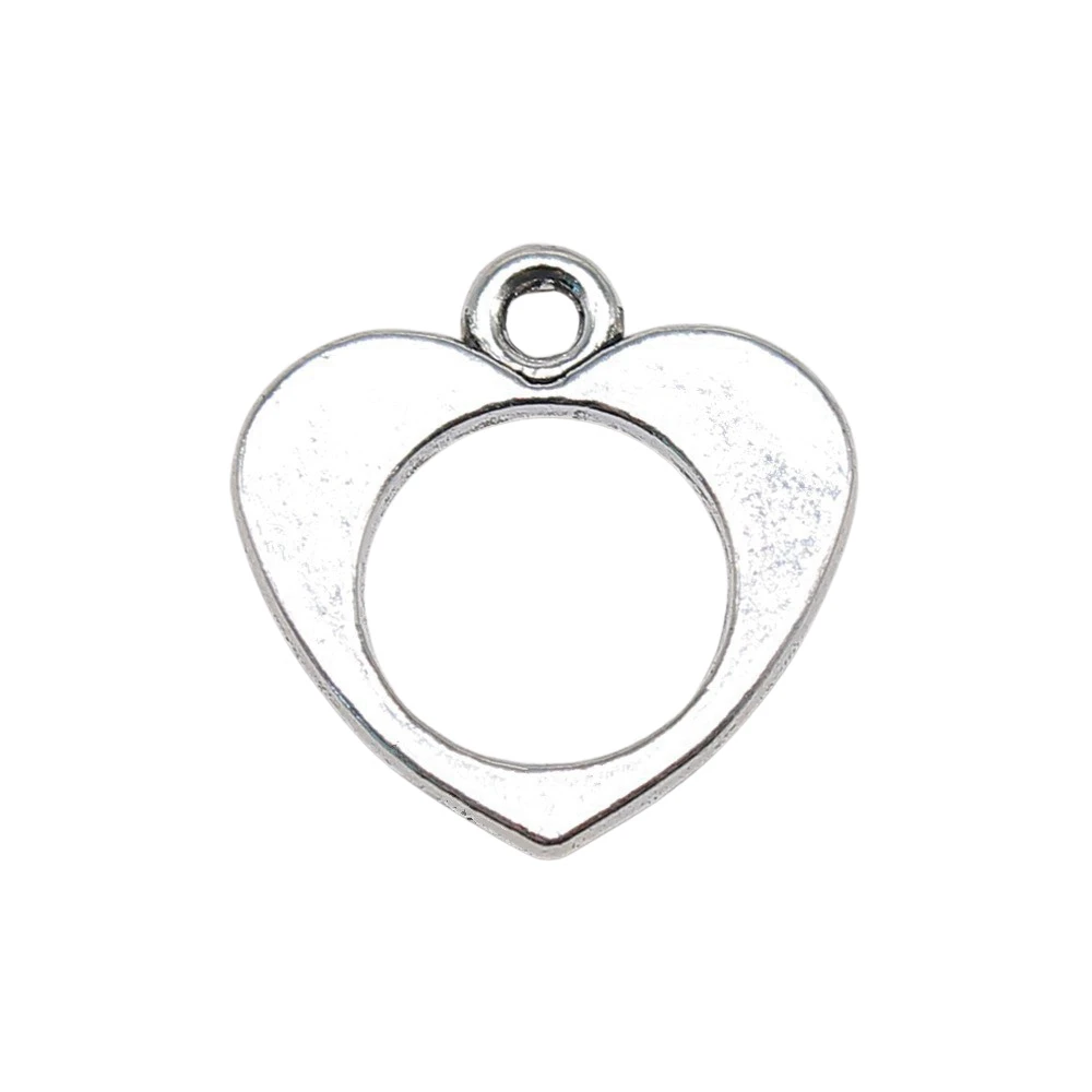 

10pcs/lot 17x17mm Hollow Heart Charms For Jewelry Making Antique Silver Color 0.67x0.67inch