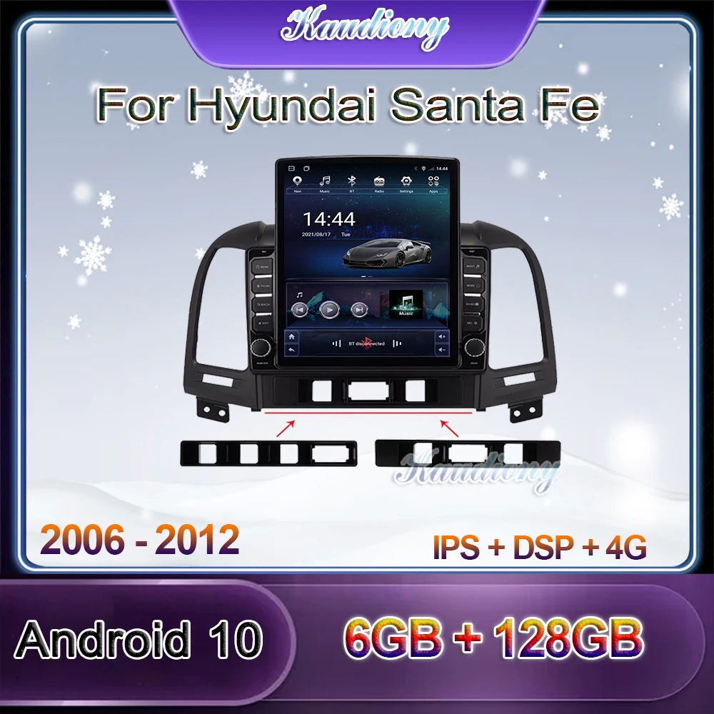 

Kaudiony Tesla Style Android 10.0 Car Radio For Hyundai Santa Fe SantaFe Auto GPS Navigation Car DVD Multimedia Player 2006-2012