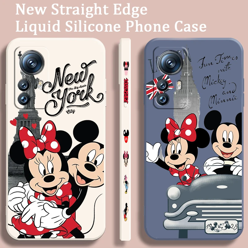 Disney Minnie Mickey London Liquid Left Rope Per Xiaomi Mi 13 12T 12 11T 11I 11 A3 10T 10 Cc9E 9 Pro Lite Ultra 5G Soft