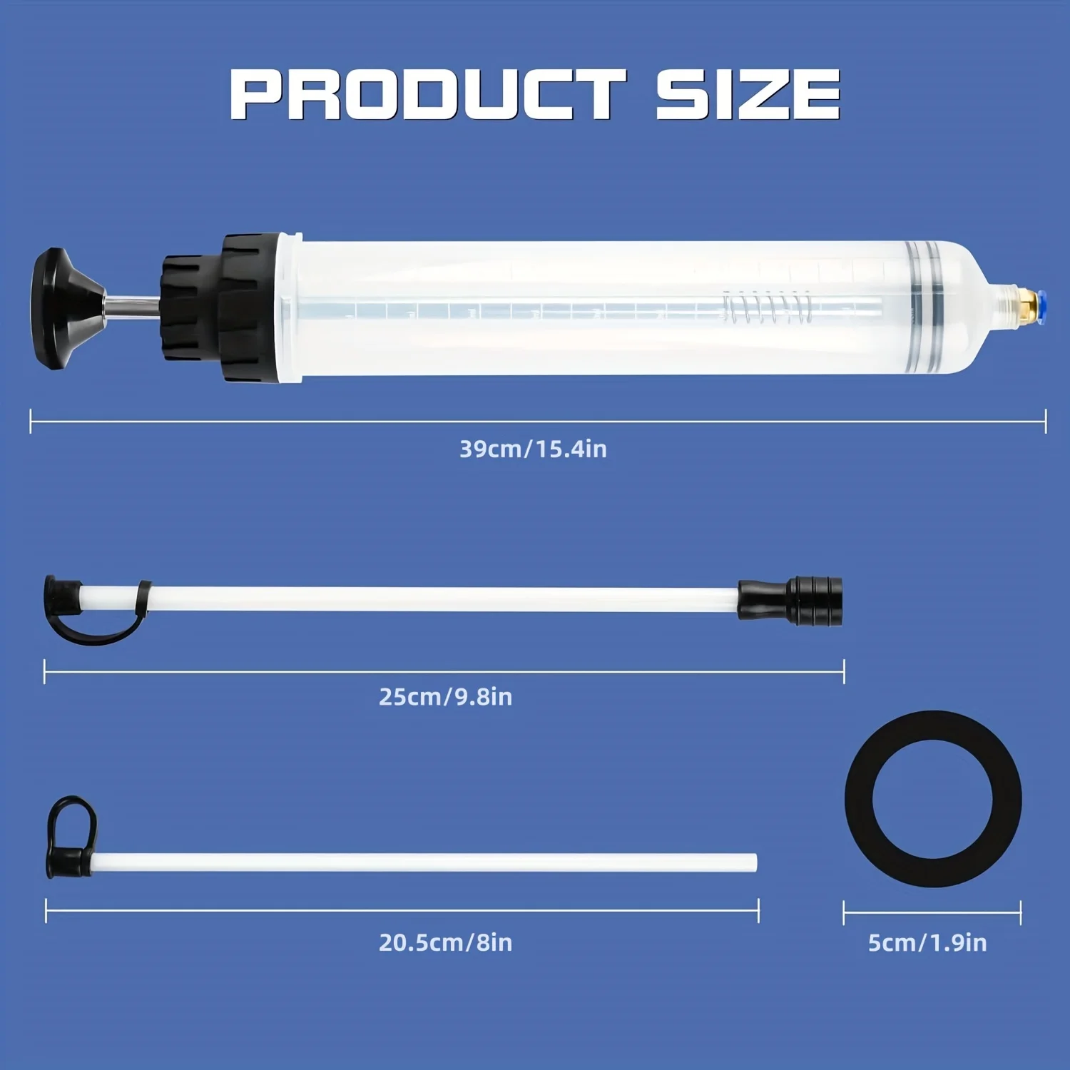 Manual Fluid Extractor Pump with Hose, Fuel Transfer & Fluid Evacuator Hand Pump for Car Maintenance, 17.6 oz (500cc) Capacity