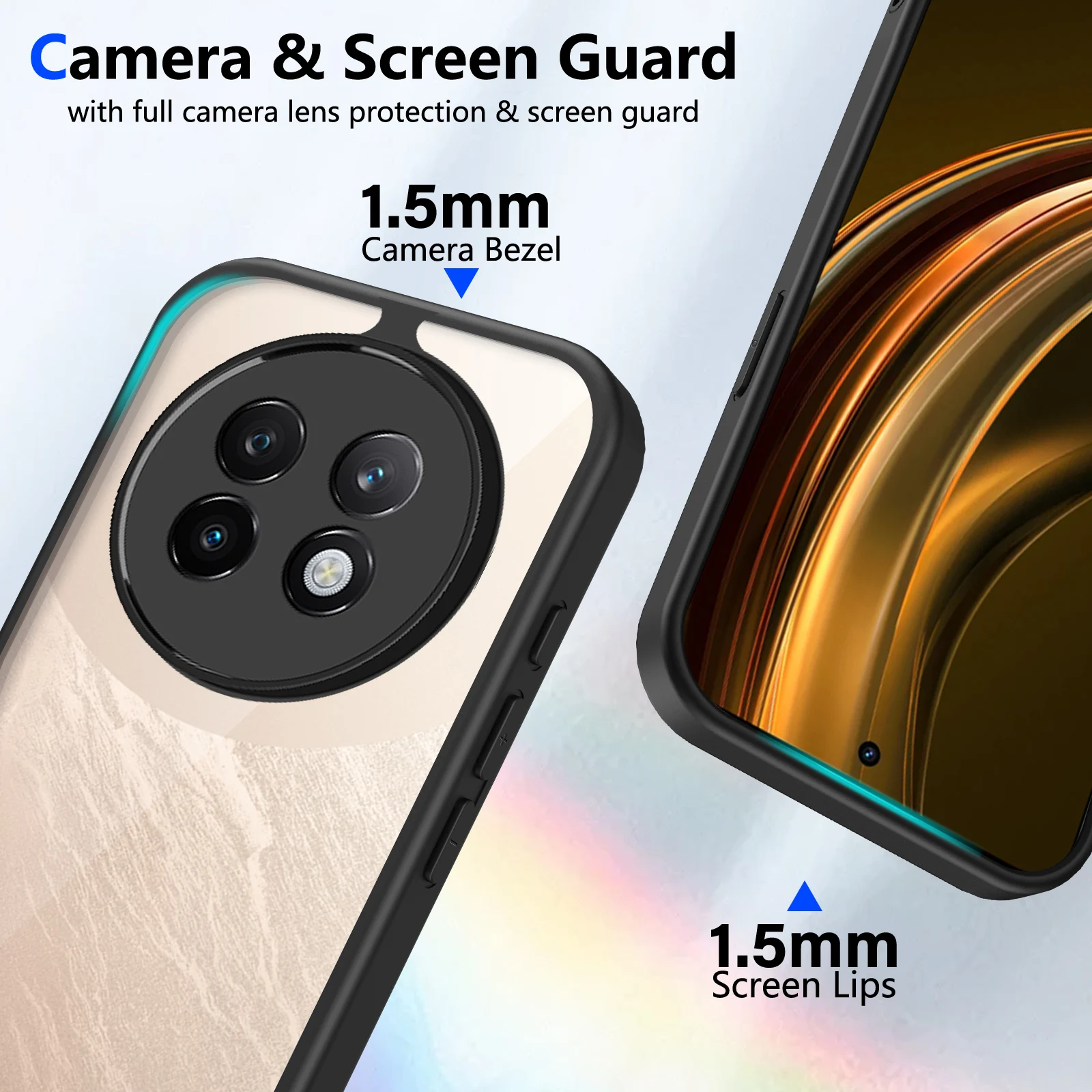 Clear Protective Phone Case with Camera Lens Back Cover