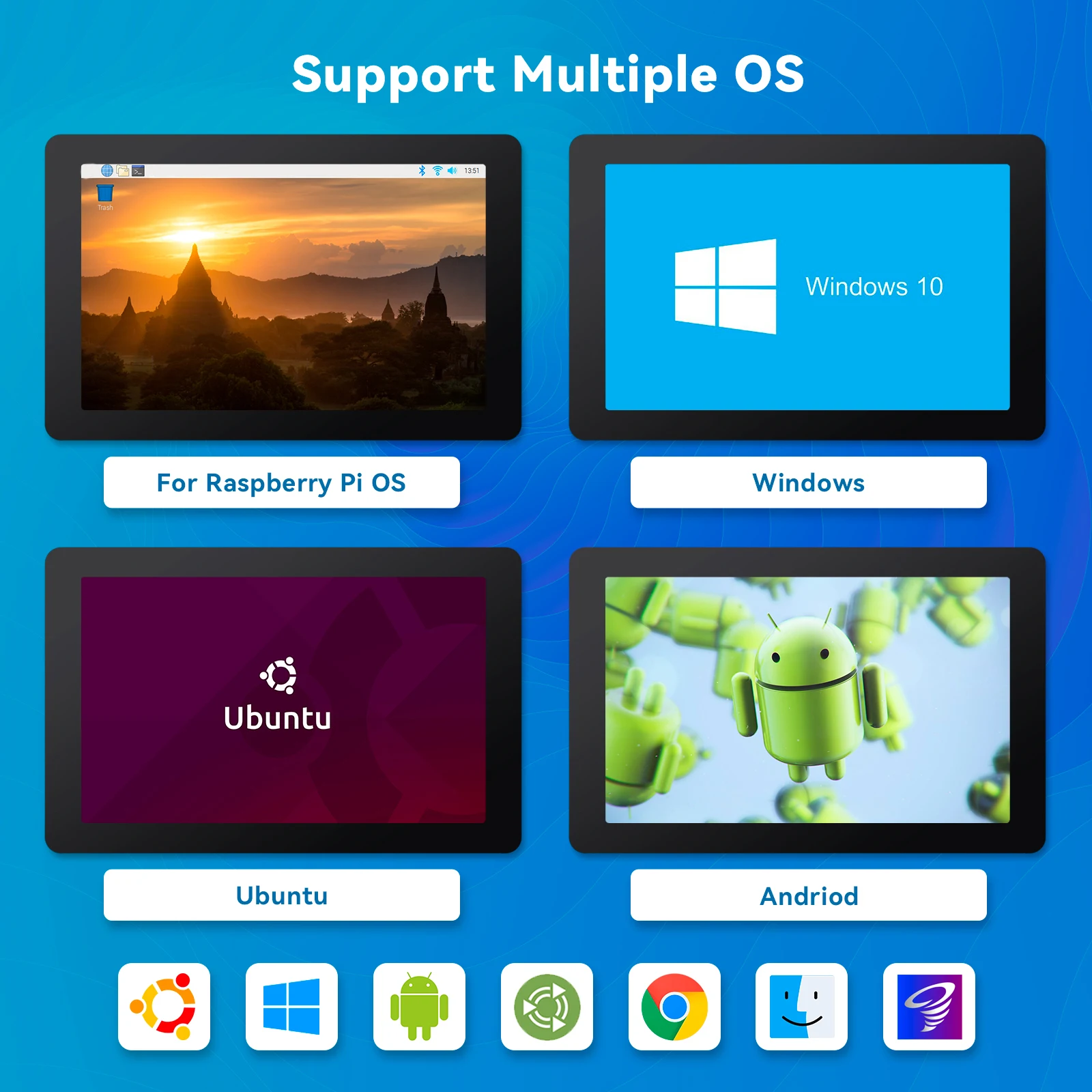 SunFounder 10.1 IPS LCD Touch Screen HDMI 1280*800 for Raspberry Pi 4B 3B+ 3B 2B  LattePanda Beagle Bone (Pi NOT Included)
