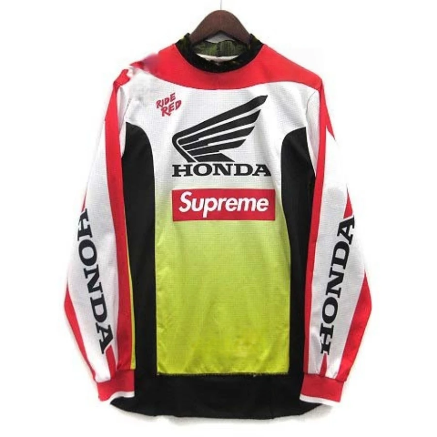 Honda Racing Team Rétro Hip Hop T-shirt décontracté à manches longues Vêtements de sport à la mode et confortables Haut passionné de moto.