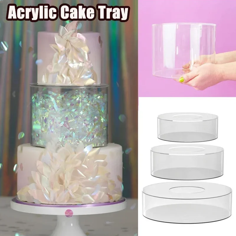 New Round Acrylic Cake Display Board Cake Edge Smoother Scraper Tray Stand DIY Refillable Board Base Baking Decoration Tool