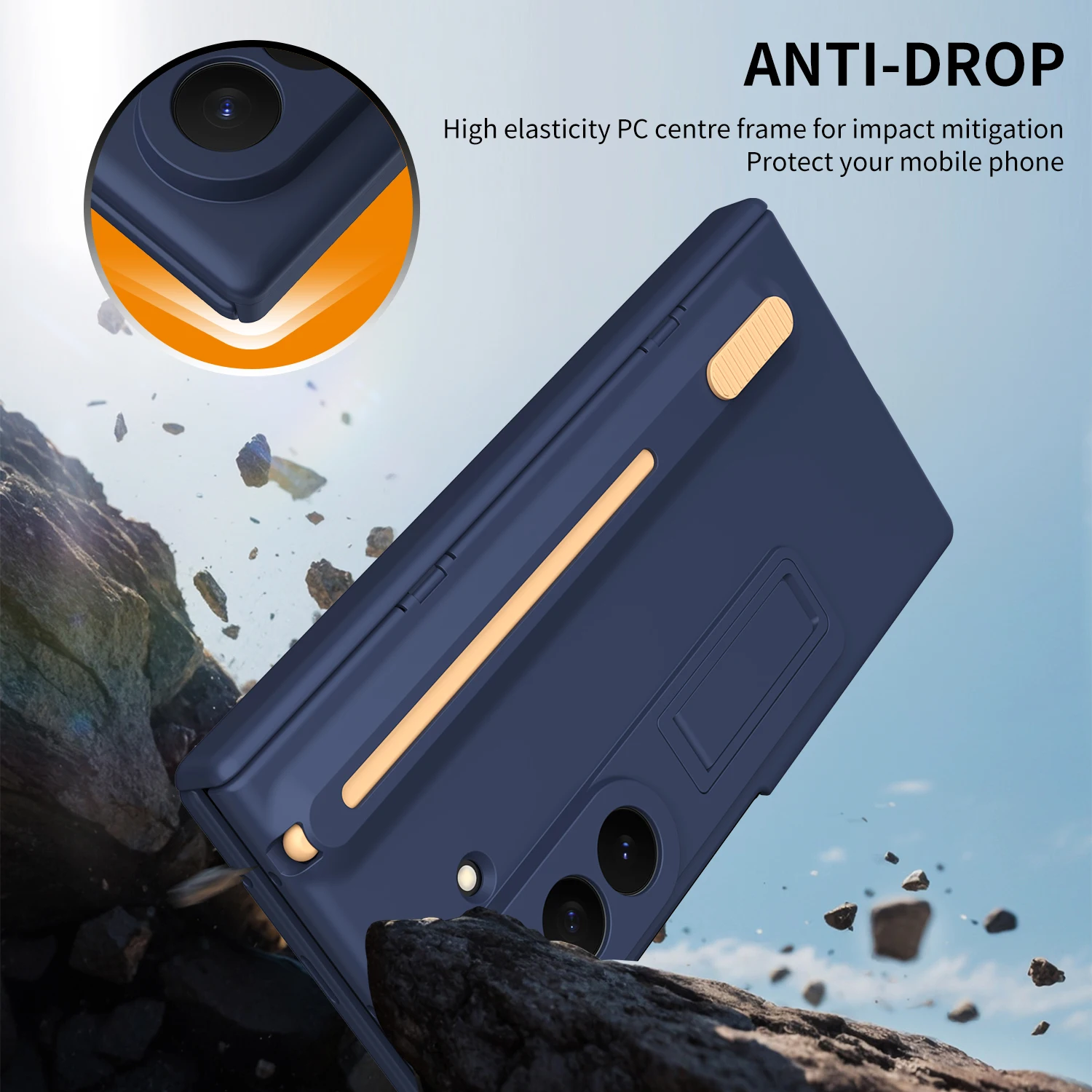 Matte Plastic Shockproof Case with Glass Protector, Stylus Pen Slot, and Kickstand Holder