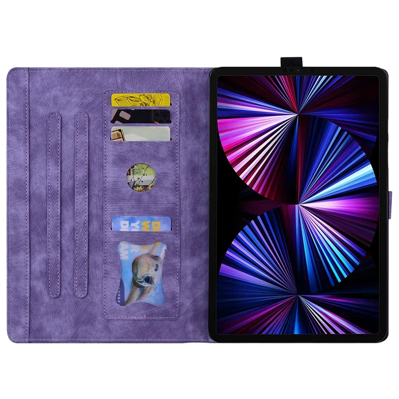 Cat & Flowers Embossed Stand Flip Tablet Case