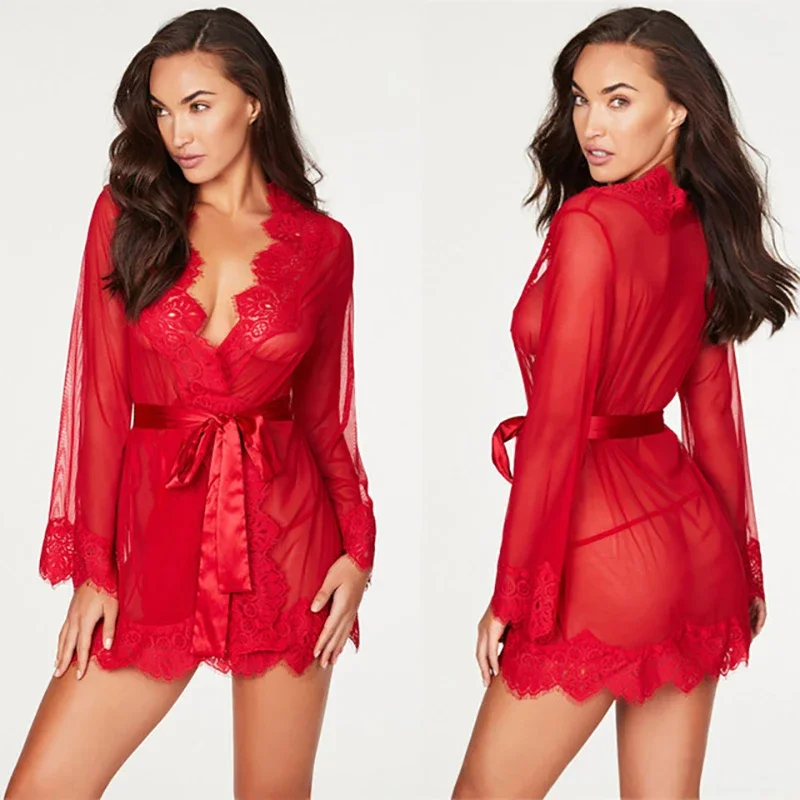 thumbnail image 1 of Lencería Sexy para mujer, picardías sexual, vestido de encaje transparente, ropa de dormir, ropa interior de noche femenina, 1 of 5