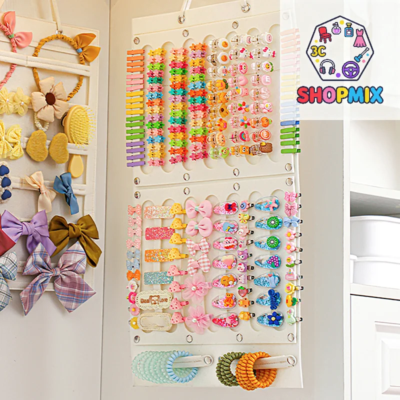 Organizzatore per fiocchi per capelli da appendere alla parete, porta fasce per capelli di grande capacità, appendiabiti salvaspazio per fermagli per capelli, accessorio per la cameretta delle bambine