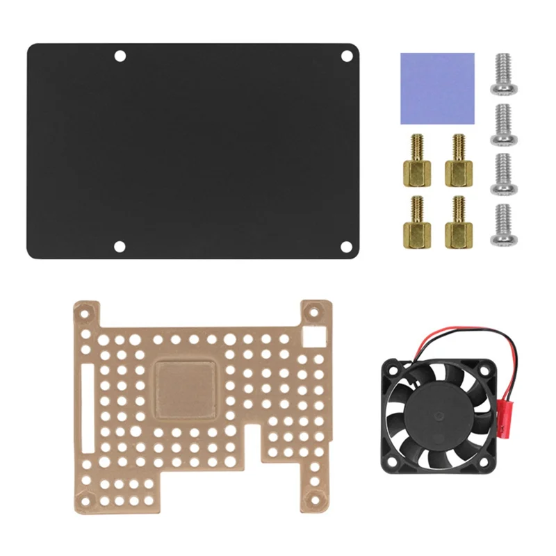 

For Raspberry Pi 4B/3B+/3B Aluminum Heatsink with Cooling Fan Housing Bracket Protection Case for Raspberry Pi 4B Gold