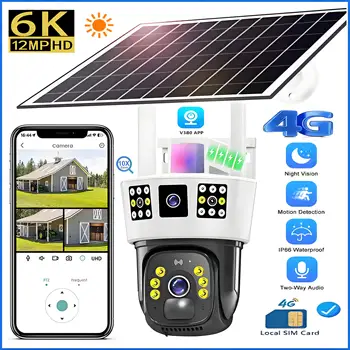 V380 6K Solar Camera 4G SIM Security Protection Waterproof IP CCTV 12MP Surveillance Camera Home Wireless Smart Exterior Camera 1