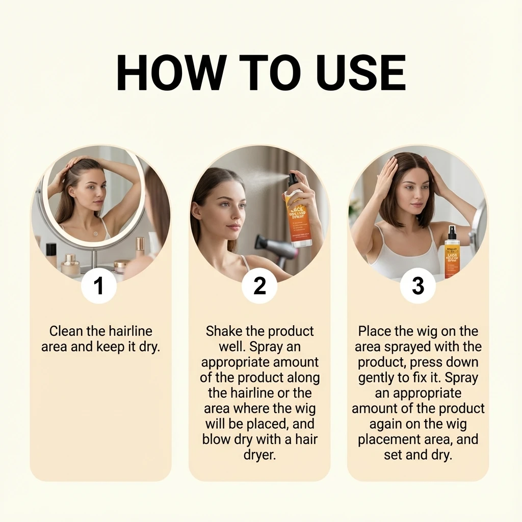 Lace Wig Adhesive Spray 100ml, Gentle Hold, Lightweight & Fluffy Wig Styling Spray, Dual Moisturizing, Helps Relieve Dry Scalp - 6