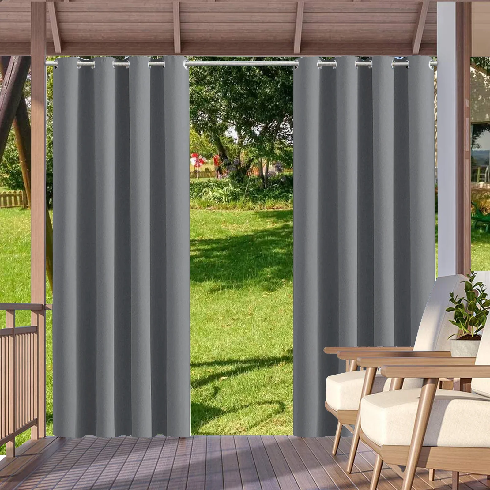 

Patio Waterproof Outdoor Curtains, Blackout Indoor Curtain for Living Room Bedroom Pavilion Terrace Garden Porch