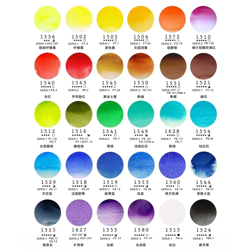Conventional color master watercolor pigment 30 color 15ml tube