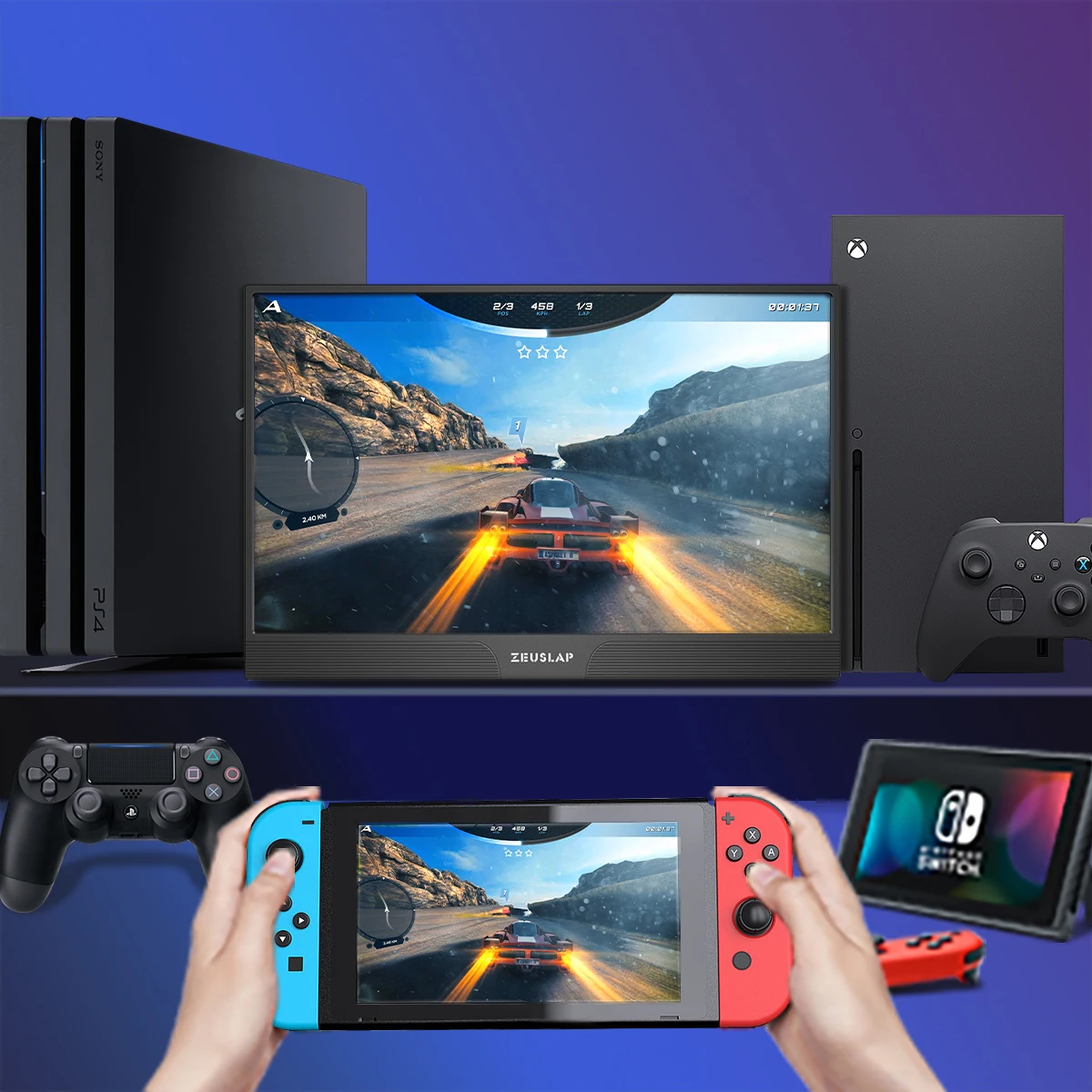 ZEUSLAP ޴ ̹ , USB C Ÿ HDMI ȣȯ ǻ ÷, ޴ Ʈ ġ PS4 , 15.6 ġ, 1920x1080P