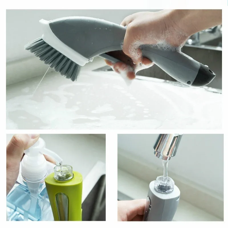 

2 in 1 Bathroom Cleaning Brush Soap Dispenser Floor Tile Cleaner Brush Kitchen Sink Scrubber Home Cleaning Supplies