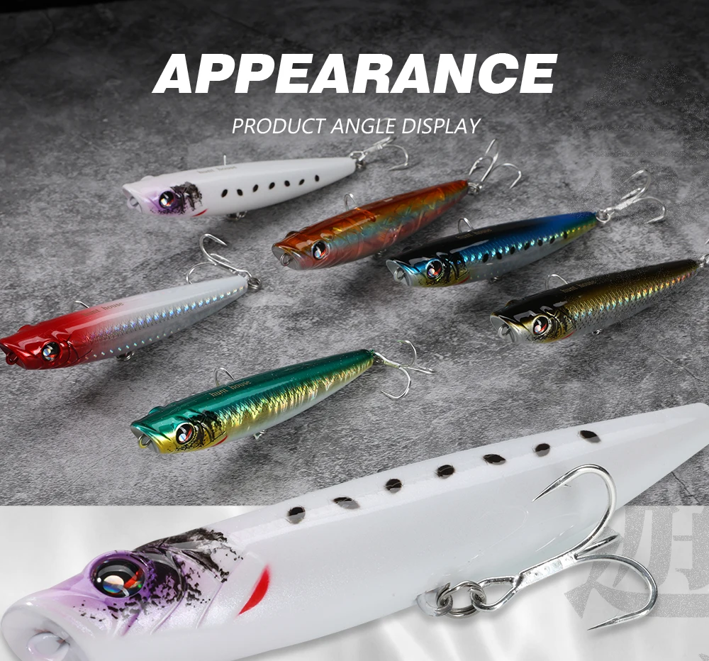 Hunthouse 90 mm/11,6 g Pop Walker Bleistift-Angelköder, schwimmender harter Köder, Topwater-Oberflächen-Popper, WTD, Salzwasser-Barsch-Fischgerät – Detail 5