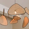 Modern Living Room Led Pendant lamp  Dining Room Leaf Grid Rural Hand Made Rattan Art Screen Chandeliers Bedroom Home Decor 6
