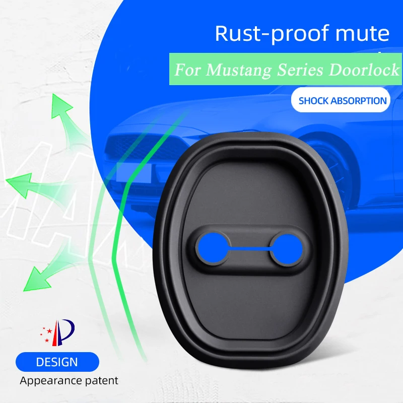 

4pcs Car Door Mute Damping Cushion Silicone Door Lock Buckle Car Door Anti-collision Protective Cover For Mustang