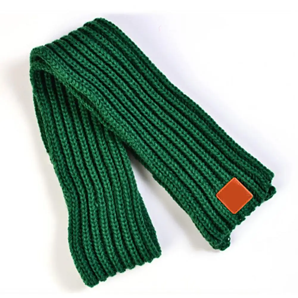Autumn Winter Kids Scarf Solid Color Stretch Knitted